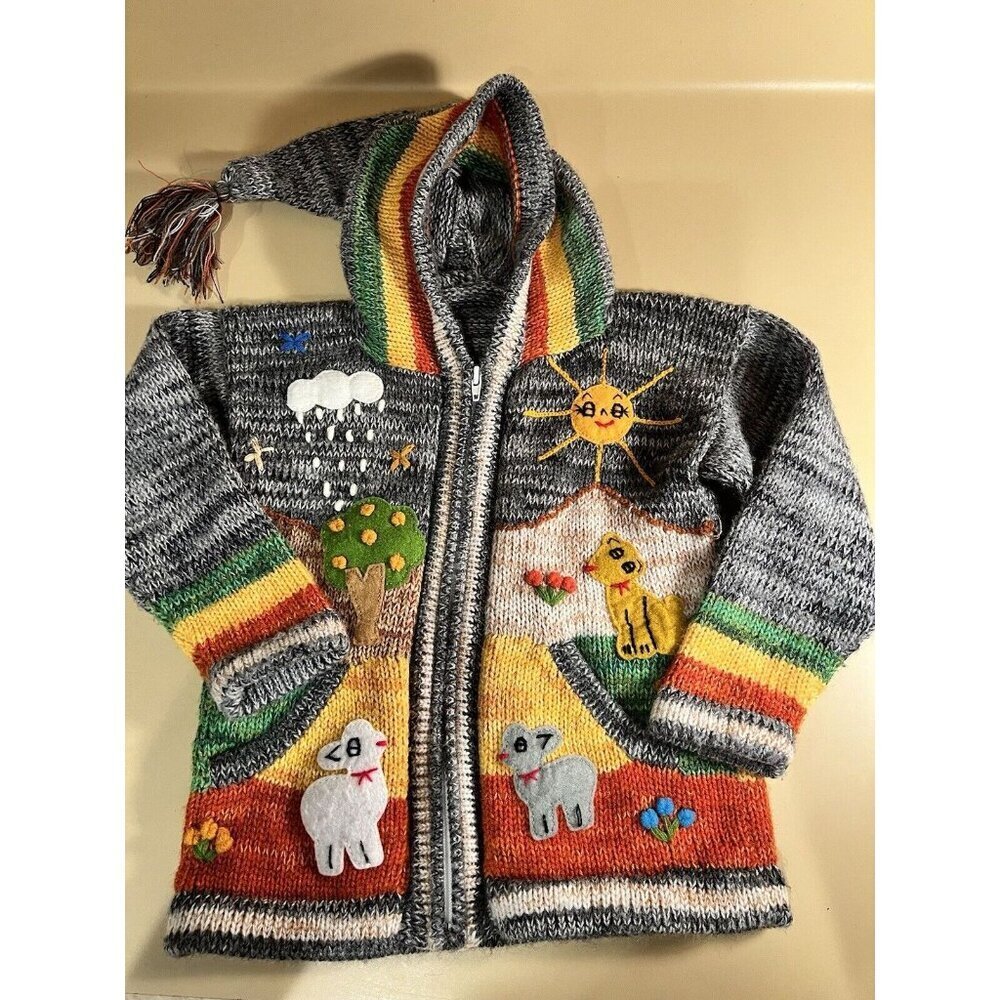 Sweater Peruvian Peru Hooded Child Boy Or Girl Zipper size 6